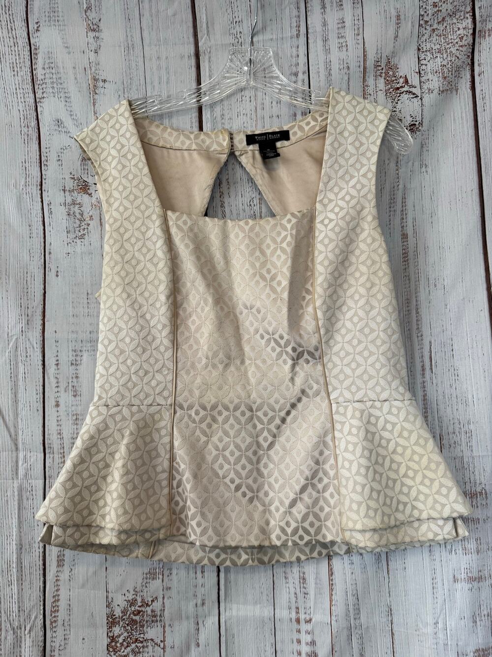 White House Black Market Ivory Textured Peplum Top